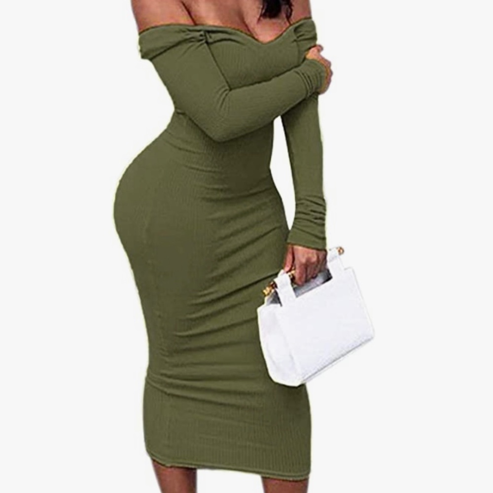 Cosygal slim off shoulder maxi sweater dress